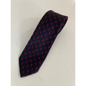 Michelle Men's Silk Blend Neck Tie Navy Blue with Red Design JL